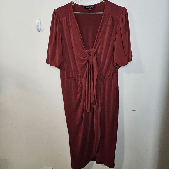 Eloquii Puff Sleeve Tulip Hem Dress Womens Ruat Red Size 18 - Picture 1 of 4